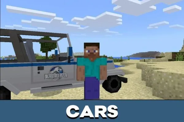 Cars from Jurassic Craft Mod for Minecraft PE