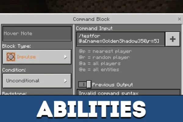 Abilities in MCPE