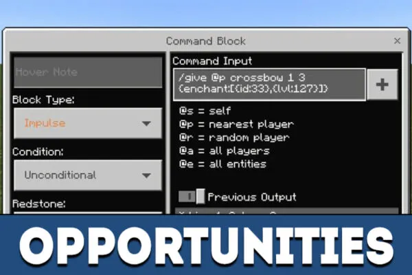 Opportunities in MCPE