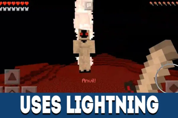 Boss uses lightning in Entity 303 Mod for MCPE