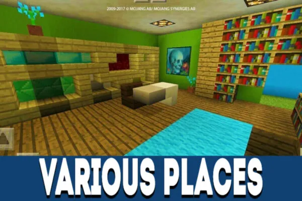 Various places in Find the Button MCPE Map