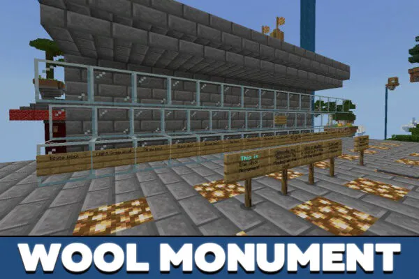 Wool monument in Islands of Eden map in Minecraft PE