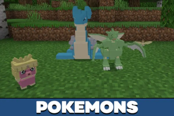 Pokemons in Pixelmon mod in Minecraft PE