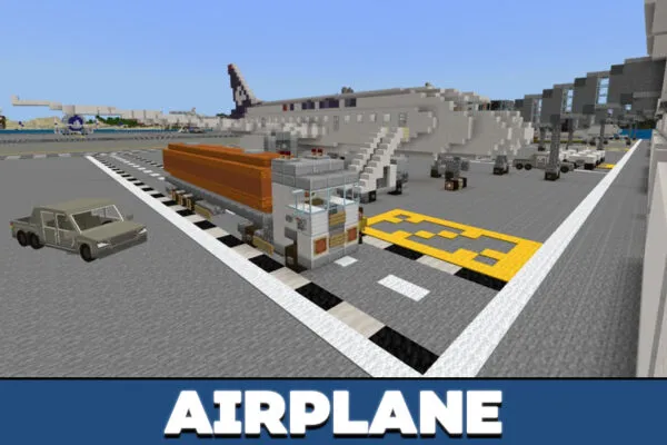 Airplane in airport map in Minecraft PE