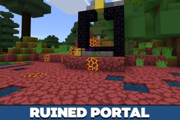 Ruined Portal in Bare Bones texture pack in Minecraft PE