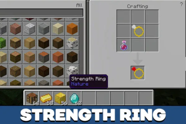 Strength Ring in Baubles mod in Minecraft PE