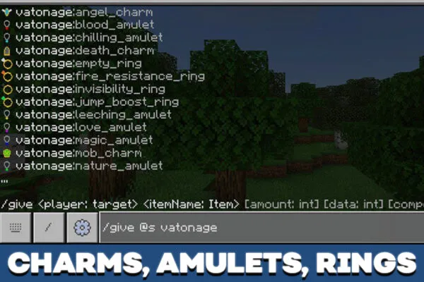 Charms, Amulets, Rings in Baubles mod in Minecraft PE