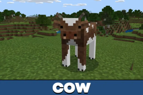 Cow in Realistic Texture Pack in Minecraft PE