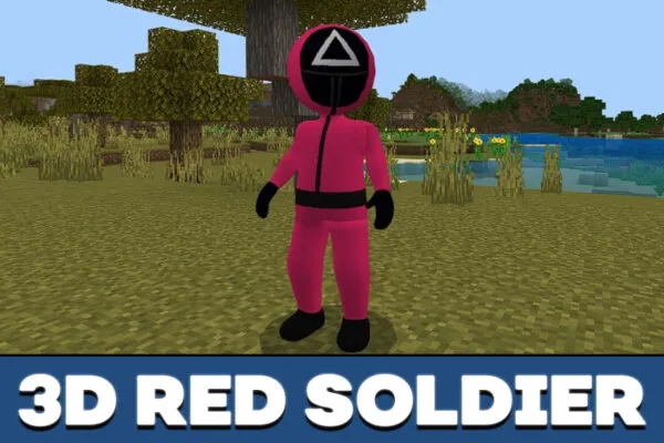 3D Red Soldier in Squid Game mod in Minecraft PE