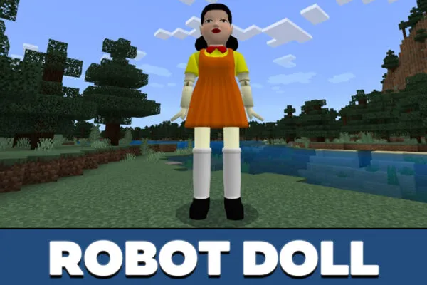 Robot Doll in Squid Game mod in Minecraft PE