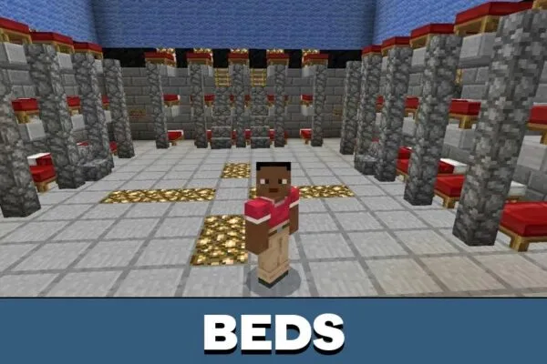 Beds from Squid Game Map for Minecraft PE