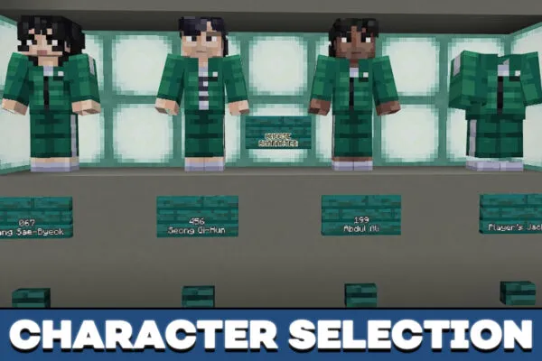 Character Selection in Squid Game mod in Minecraft PE