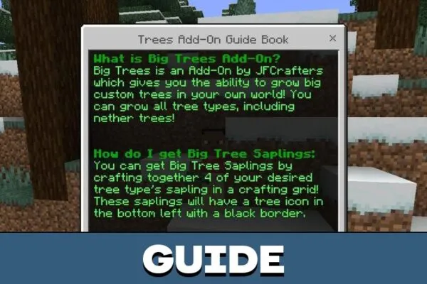 Guide from Tree Mod for Minecraft PE