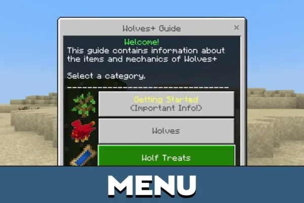 Menu from Wolf Mod for Minecraft PE