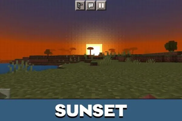 Sunset in Sildurs basic shaders for Minecraft PE