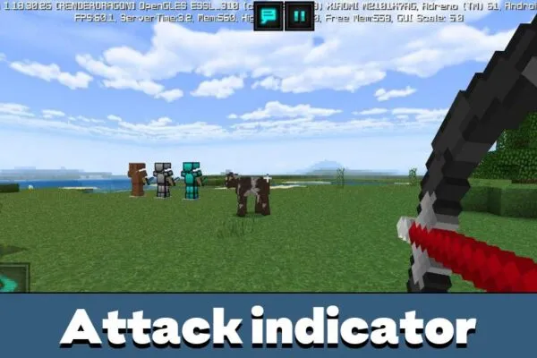 Attack indicator in Tightfault Texture Pack for Minecraft PE