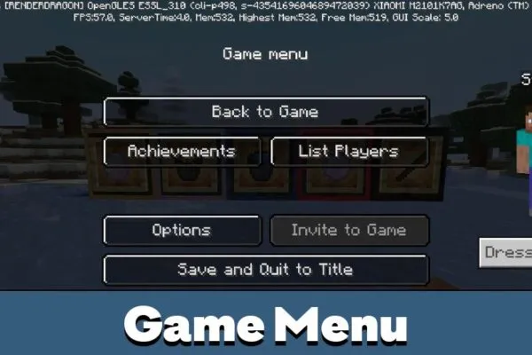 Game menu in Vaporwave Texture Pack for Minecraft PE