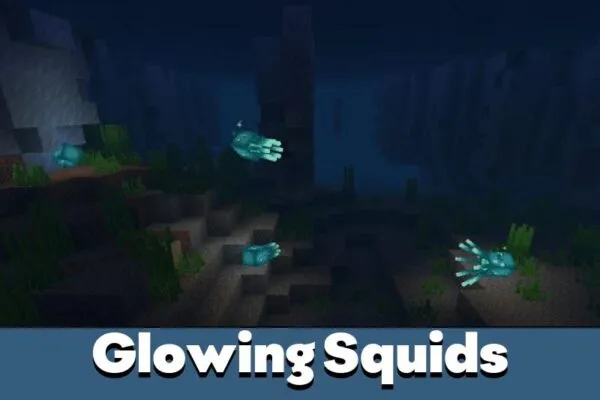 Glowing Squids in Lights Mod for Minecraft PE