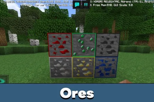 Ores in Tightfault Texture Pack for Minecraft PE