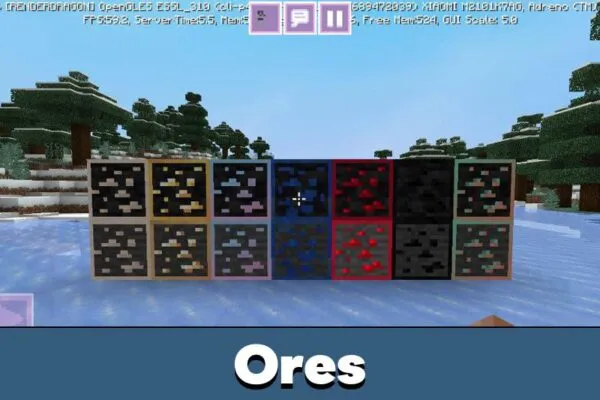 Ores in Vaporwave Texture Pack for Minecraft PE