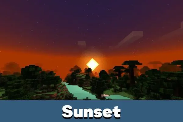 Sunset in Enhanced Default Shaders for Minecraft PE