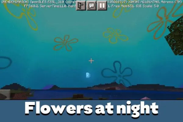 Flowers at night in Spongebob Texture Pack for Minecraft PE