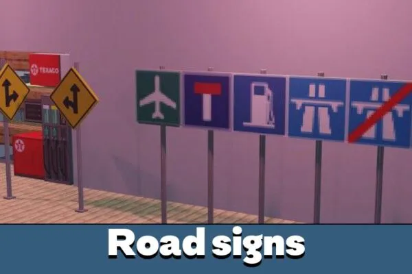 Signs in Road Mod for Minecraft PE