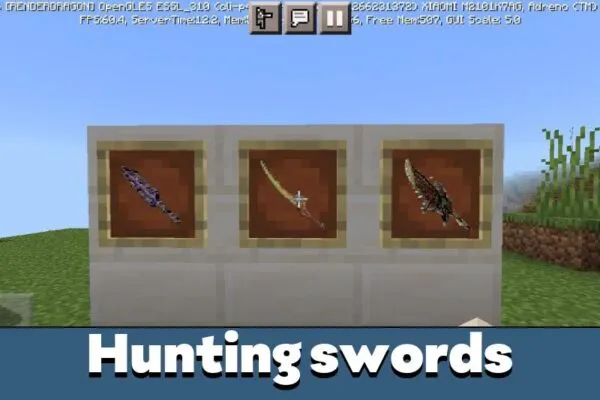 Hunting Swords in Hunter Mod for Minecraft PE