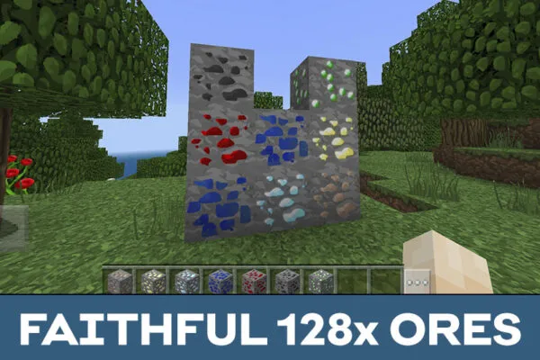 Ores in Faithful 128x128 Texture Pack for Minecraft PE