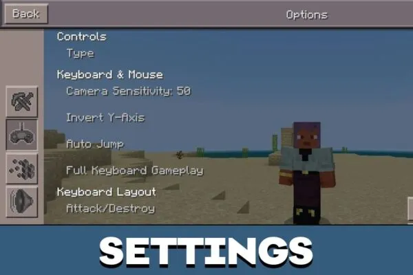 Settings from Old Texture Pack for Minecraft PE