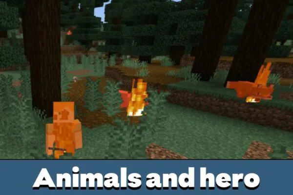 Animals and Hero from Heat Mod for Minecraft PE