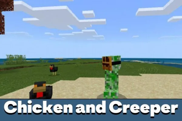 Chicken and Creeper from Halloween Texture Pack for Minecraft PE