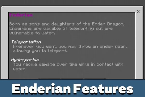 Enderian Features from Origins Mod for Minecraft PE