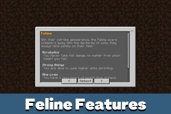 Feline Features from Origins Mod for Minecraft PE