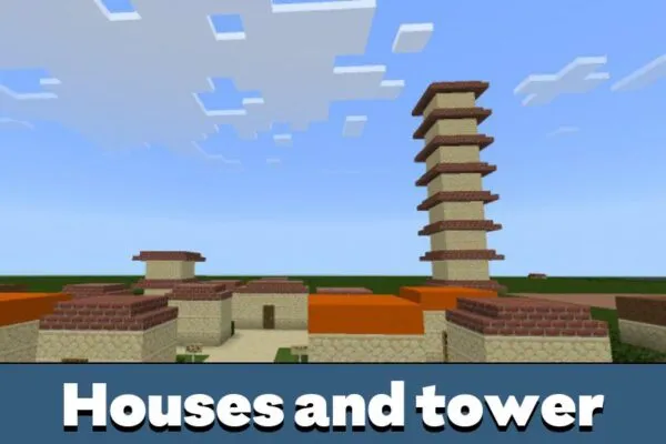 Houses and Tower from Pokemon Map for Minecraft PE