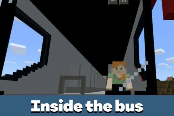 Inside the Bus from Bus Mod for Minecraft PE