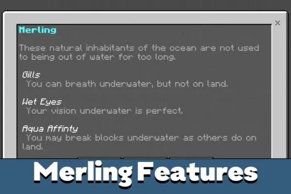 Merling Features from Origins Mod for Minecraft PE