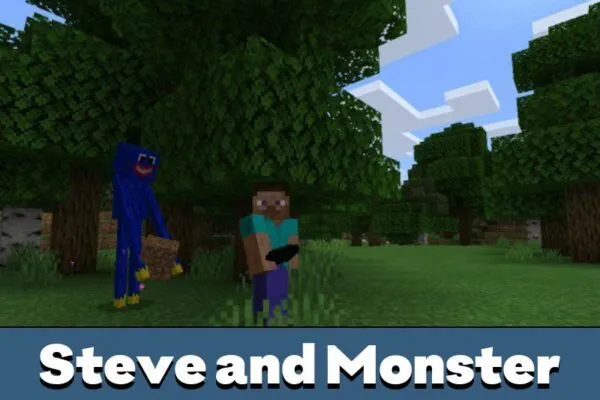 Steve and Monster from Huggy Wuggy Texture Pack for Minecraft PE