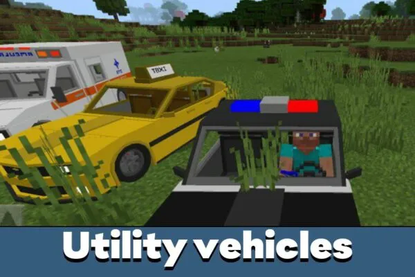 Utility Vehicles from Bus Mod for Minecraft PE