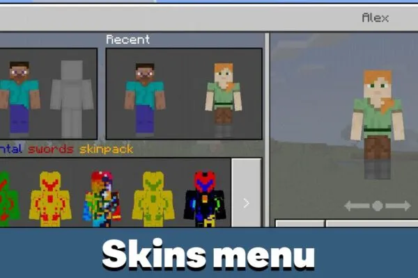 Skins Menu from GUI Texture Pack for Minecraft PE