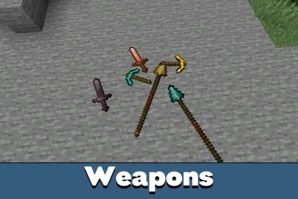 Weapons from Item Physics Mod for Minecraft PE