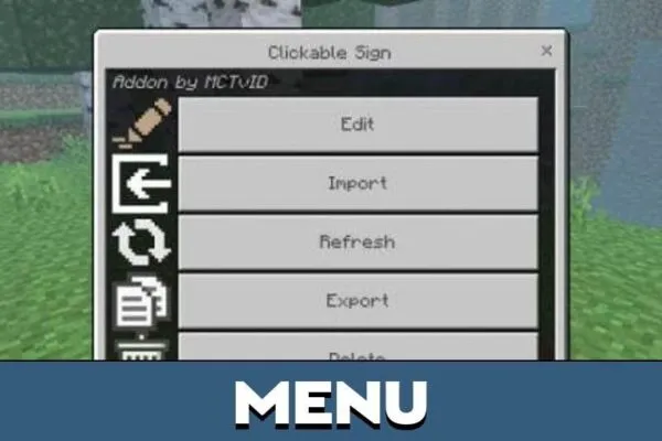Menu from Sign Mod for Minecraft PE