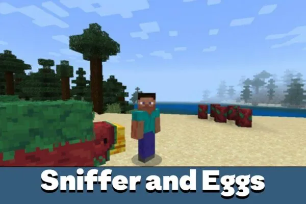 Sniffer and Eggs from Sniffer Mod for Minecraft PE