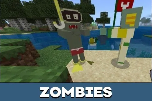 Zombies from Plants vs Zombies Mod for Minecraft PE