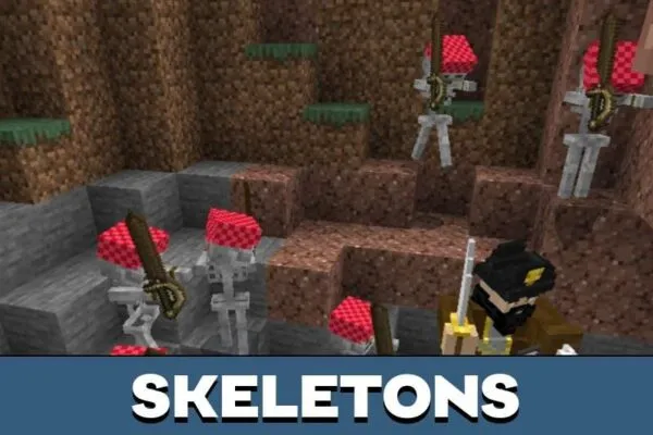 Skeletons from Clash of Craft Mod for Minecraft PE