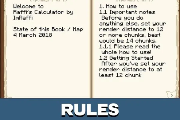 Rules from Calculator Map for Minecraft PE