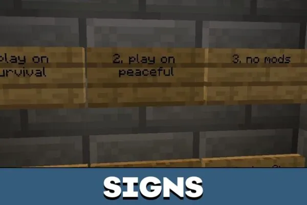 Signs from Stone Games Map for Minecraft PE