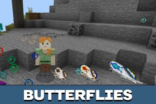 Butterflies to fly from Unicorn Mod for Minecraft PE