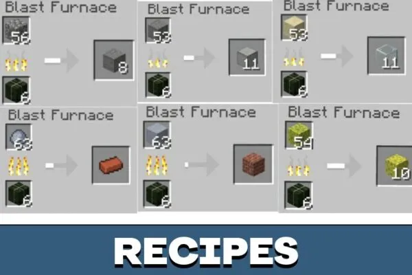 Recipes from Blast Furnace Mod for Minecraft PE