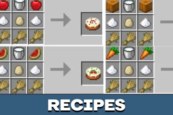 Recipes from Cake Mod for Minecraft PE